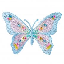 Termoadesiva - Prym - Farfalla rosa e blu con perle