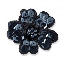Termoadesiva - Prym - Fiori neri con sequins e perle