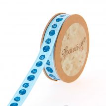 Raso su un rotolo - Bowtique - Raso bianco su due lati con stampa di conchiglie - 12 mm x 5 m