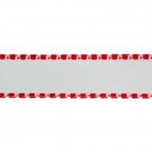 Treccia da ricamo a 50 cm - Zweigart - Nastrino Aïda bianca 5 Zweigart Band con bordo rosso 50 cm