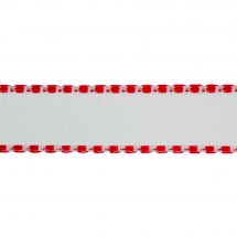 Treccia da ricamo a 50 cm - Zweigart - Nastrino Aïda bianca 5 Zweigart Band con bordo rosso 50 cm