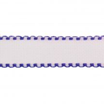 Treccia da ricamo a 50 cm - Zweigart - Nastrino Aïda bianca 5 Zweigart Band con bordo blu scuro 50 cm