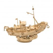 Puzzle in legno 3D - ROKR - barca da pesca