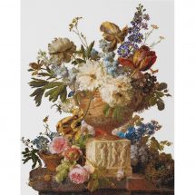 kit ricamo a punto croce - Thea Gouverneur - Natura morta di fiori con vaso di alabastro, 1783 - Lino