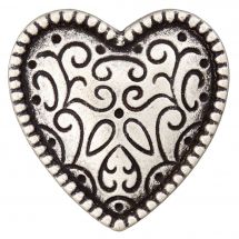 Bottoni di coda - Union Knopf by Prym - Set di 2 bottoni in metallo - Cuore argentato da 20 mm