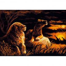 kit ricamo a punto croce - Riolis - I leoni nella savana