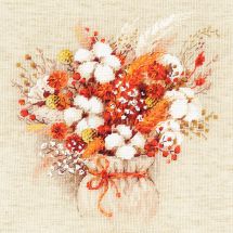 Kit Punto Croce - Riolis - Bouquet di lagune e fiori di cotone