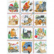 Kit Punto Croce - Riolis - Calendario dei gatti