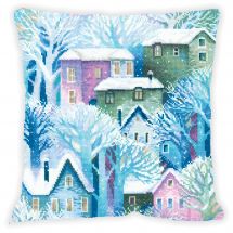 Kit cuscino da ricamo - Riolis - Case nella neve