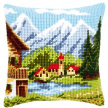 Kit cuscino fori grossi - Vervaco - Cuscino da ricamare Borgo di montagna I