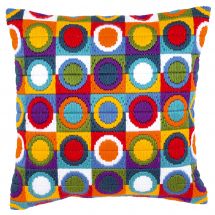 Kit cuscino punto lanciato - Vervaco - Cuscino da ricamare Cerchi multicolori
