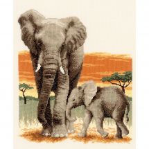kit ricamo a punto croce - Vervaco - Elefanti in arrivo