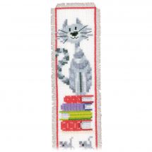 Kit segnalibro da ricamo - Vervaco - Gatto sul libri