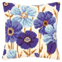 Kit cuscino fori grossi - Vervaco - Cuscino da ricamare anemone blu