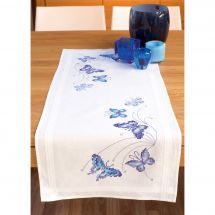 Kit runner da ricamare - Vervaco - Farfalle blu