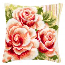 Kit cuscino fori grossi - Vervaco - Cuscino da ricamare Rose rose I