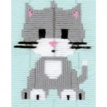 Kit di tela per bambini - Vervaco - Gattino grigio