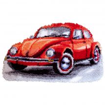 Kit tappeto a punto smirne - Vervaco - Volkswagen Beetle rossa