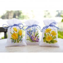 Kit sacchetto profumato da ricamo - Vervaco - 3 bustine - fiori