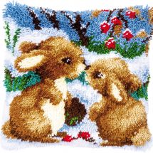 kit cuscini punto smirne - Vervaco - Cuscino da ricamare conigli nella neve