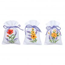 Kit sacchetto profumato da ricamo - Vervaco - 3 bustine - fiori e lavanda