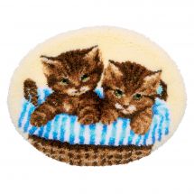 Kit tappeto a punto smirne - Vervaco - Gattini nel cestino
