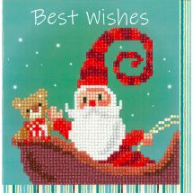 Carta con ricamo a diamante - Vervaco - Padre Natale su slitta