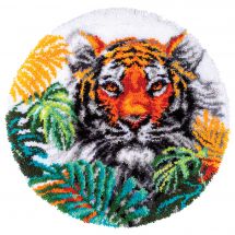 Kit tappeto a punto smirne - Vervaco - Tigre con foglie di giungla