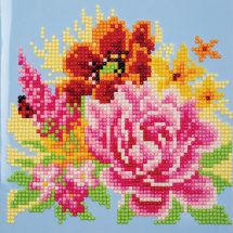 Carta con ricamo a diamante - Vervaco - fiori