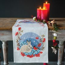 Kit runner da ricamare - Vervaco - Lepre delle nevi e ciuffolotto