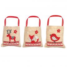 Kit borsa da ricamo - Vervaco - Kit borsa regalo - animali di Natale