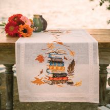Kit runner da ricamare - Vervaco - Libri e foglie d'autunno