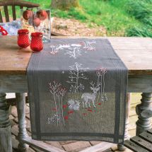 Kit runner da ricamare - Vervaco - Animali della foresta in inverno