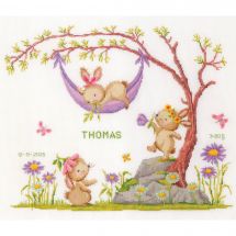 kit ricamo a punto croce - Vervaco - Conigli nel giardino