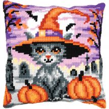 Kit cuscino fori grossi - Vervaco - Gattino di halloween
