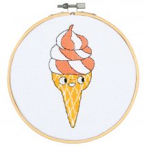 Kit per ricamo a punto croce con tamburo - Vervaco - Gelato all'italiana