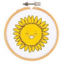 Kit per ricamo a punto croce con tamburo - Vervaco - Girasole