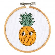 Kit per ricamo a punto croce con tamburo - Vervaco - Ananas