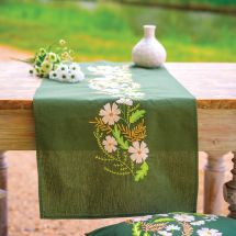 Kit runner da ricamare - Vervaco - Fiori bianchi