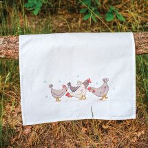 Kit per ricamare un canovaccio da cucina - Vervaco - Polli