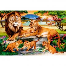 Kit ricamo diamante - Wizardi - Famiglia di leoni