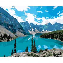 Kit di pittura per numero - Wizardi - lago di montagna