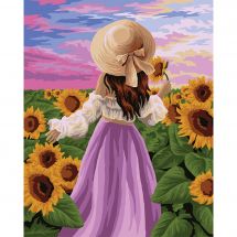 Kit di pittura per numero - Wizardi - Tra i girasoli