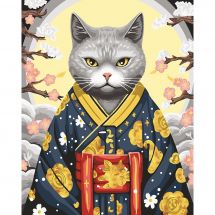 Kit di pittura per numero - Wizardi - Gatto in kimono