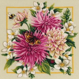 Kit Ricamo Punto Croce Flowers Of Paris - 14x8 Cm, Cotone E Aida